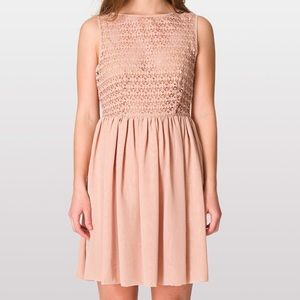 American Apparel Dresses | American Apparel Lace Chiffon Nude Dress | Color: Cream | Size: S | Babyvalll's Closet